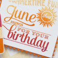 Supplies

Stamps: Birthday Classics: June, Background Basics: Super Chevrons, Summer Sweetness
Ink: Orange Zest, Pure Poppy, Summer Sunrise, Harvest Gold
Cardstock: Rustic White
Dies: Summer...