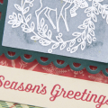Supplies

Stamps: Keep It Simple: Season's Greetings, Santa's Sleigh

Ink: Pure Poppy, Versamark

Cardstock: Pinefeather, Fine Linen, Rustic White, vellum

Patterned Paper: Crate Paper...