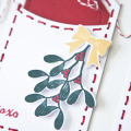 Supplies

Stamps: Merry kiss-mas

Ink: pure poppy, pinefeather, gold (by delicata)

Cardstock: white, pure poppy

Dies: Merry kiss-mass, Stitched Tag, Tag Sale #3

Other: red embroidery...