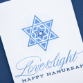 Supplies

Stamps: Festival of Lights, Keep It Simple: Hanukkah
Ink: Blueberry Sky, Spring Rain, Enchanted Evening
Cardstock: White, Enchanted Evening
Card Size: A2