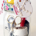 Sewing Kit Jar and Stitched Tag