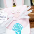 Supplies

Stamps: Etched Easter Eggs
Ink: True Black
Cardstock: Sweet Blush, White, Hawaiian Shores
Patterned Paper: Sweet Blush stripes
Dies: Bunny Bag, Etched Easter Eggs, Tremendous Tags