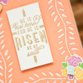 Supplies

Stamps: Easter Alleluias, Mini Blooms

Ink: Versamark, Autumn Rose, Aqua Mist, Summer Sunrise, New Leaf

Cardstock: Melon Berry, Rustic Cream

Dies: Cover Plate: Stitched, Mini...