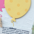 Supplies

Stamps: Tucked In: Birthday, Polka Dot Basics I

Ink: Snow White, True Black, Harvest Gold

Cardstock: Hibiscus Burst, Harvest Gold, White

Dies: Shaker Shapes Balloons, Balloon...