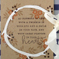 STAMPS: Choose Joy, Twig Wreath
INK: Canyon Clay, Dark Chocolate, Classic Kraft
PAPER: Classic Kraft, Autumn Chicken Scratch Gingham paper pad
DIES: Twig Wreath, corner rounder
OTHER: fine...