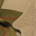 Here's a little holiday card. I used the PTI holiday sample paper.  I also used a sketch from Card Positioning Systems (cps).
