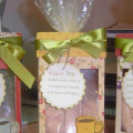I made these great Friendship Tea gift boxes using Lauren's For Keep Sake template and then using Pine's Warm Happiness.