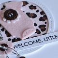 Welcome Little One with Stamped Animal Print Background - Detail