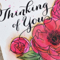 Thinking of You Peonies Card - detail