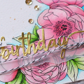 Watercolored Peony Birthday, Detail