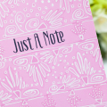 Supplies

Stamps: Splits: Just a Note

Ink: Lovely Lady, True Black

Cardstock: Lovely Lady

Other: white gel pen (Uniball)