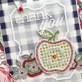 STAMPS: What the Doodle: Apple
INK: True Black, New Leaf
PAPER: Sheer Basics Vellum, What the Doodle: Apple Coloring Sheets, 
Chicken Scratch Gingham, Ripe Avocado Pattern Pack
DIES: What the...