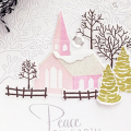 STAMPS: Winter Village
INK: Dark Chocolate, Simply Chartreuse, Soft Granite, Sweet Blush, Lovely Lady
PAPER: white
DIES: Winter Village, Cover Plate: In the Woods
OTHER: sequins.