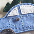 Stitched Tree Car Ornament - detail