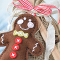 Stitched Gingerbread Man Gift Ornament