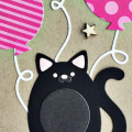 Birthday Balloon Cat Card - detail
