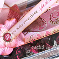 I decorated a tin with layered embellishments and added a small flagged sentiment combining the stamp set Spiral Bouquet and Heartfelt Basics.