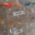 embellishments storage in clear egg cartons