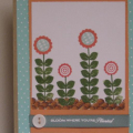 A second card for Feb. Blog Hop.  I used a different stamp from the Retro Backgrounds to create my garden soil this time.  Stamps for the flowers are from Wise Owl and Beautiful Blooms.  I stamped...