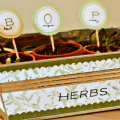Jen Caputo - Mother's Day Herb Box
------------
Everything here I found in the $1 aisle at Target (the tin, the pots, and seed packets). Total of $4 at Target + 1 sheet of paper, some ink and...