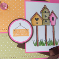 Stamps:  Bird Watching
Paper:  White, Dark Chocolate, Hibiscus Burst, Bitty Dot DP (all Papertrey Ink)
Ink:  Memento Tuxedo Black, Copic Markers
Accessories & Tools:  Buttons (PTI), Linen...