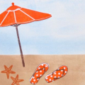 A Day at the Beach
Cardstock- white, only orange
Ink- bashful blue, creamy caramel, copic markers